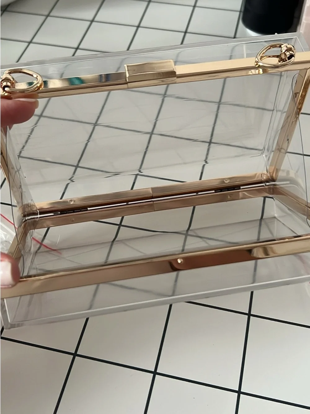 Clear Acrylic Clutch Bag with two straps included